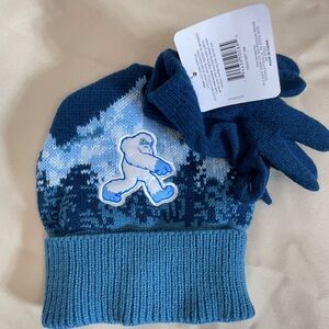 Winter Cuffed Blue Snowman Beanie Hat‎ and Gloves Set Abominable Sn…